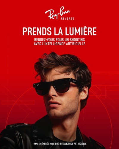 Ray-Ban et Pavillon Noir offrent aux utilisateurs la possibilité de se projeter en star du rock dans les codes de la campagne “Ray-Ban Reverse x Lenny Kravitz”.